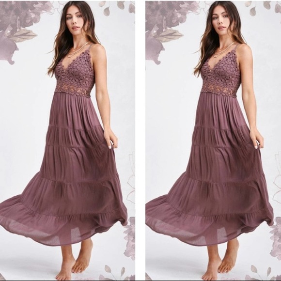 Fireflylane1 Dresses & Skirts - Ollie Mocha Tiered Maxi Dress